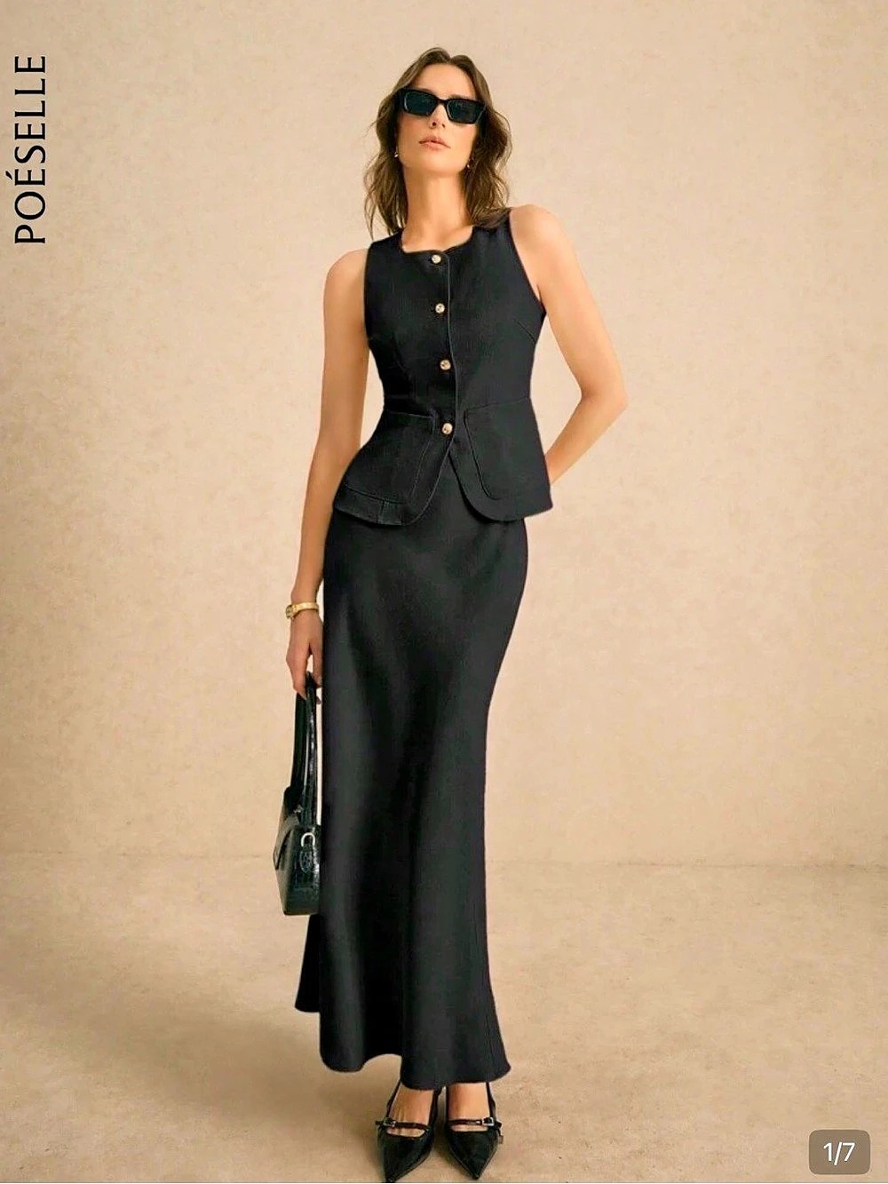 SHEIN Sleeveless Maxi Set in Black Size L Like New